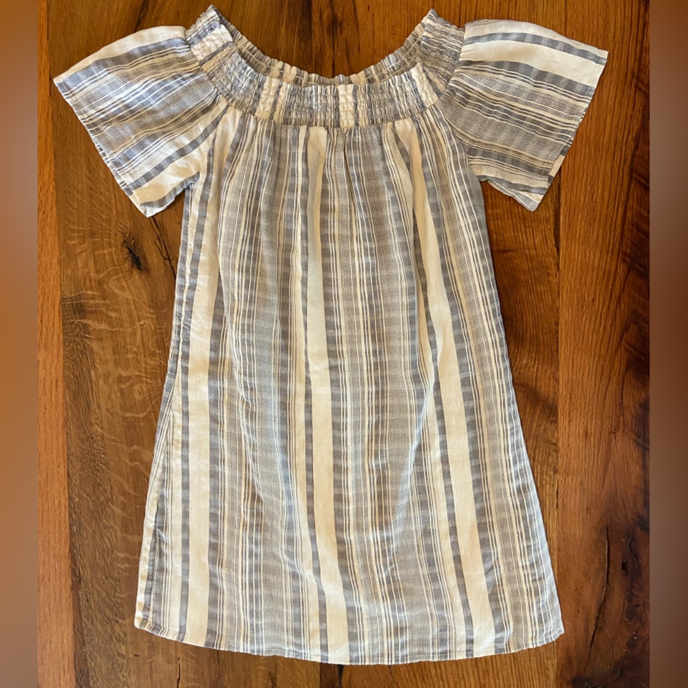 Abercrombie & Fitch Slate Blue/Ivory Striped Tunic, Lined, Gauzy Feel, Size XS